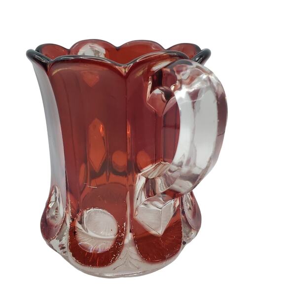 Ruby Stained Glass Spooner EAPG New Martinsville Placid Thumbprint 704 Antique - Picture 7 of 8